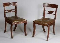 Set of Nine Regency Carved Mahogany Side Chairs